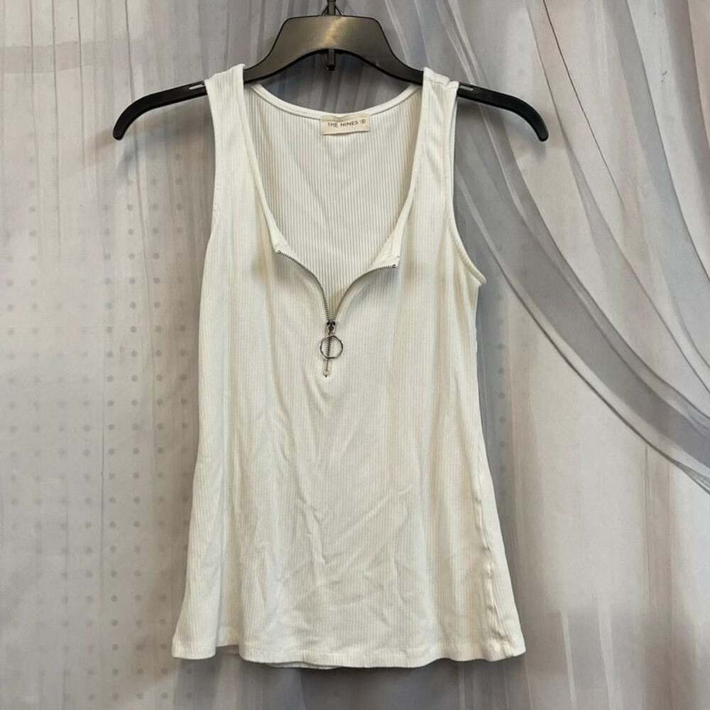 The nines boutique zipper tank top ribbed white s small women’s